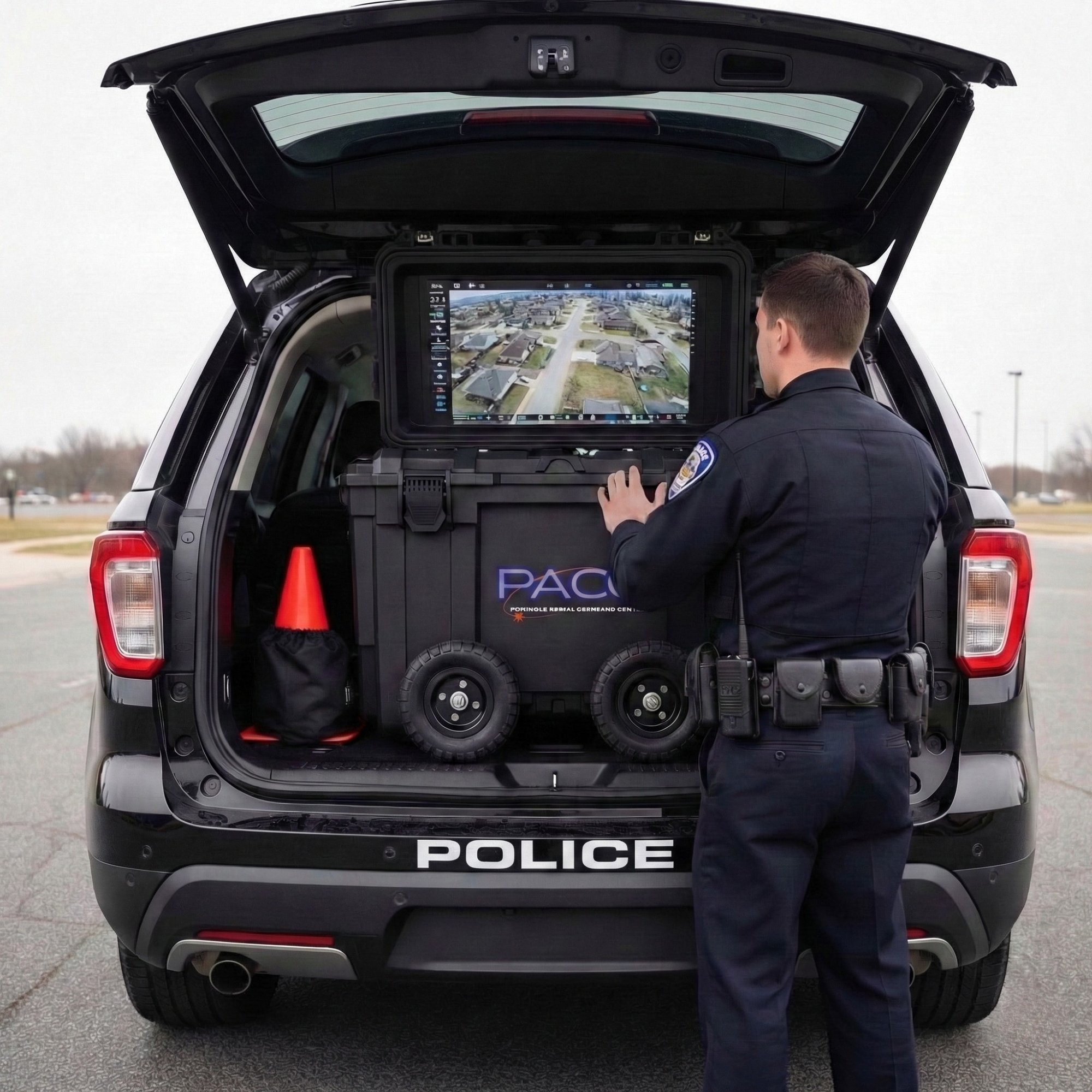 PACC deployed from police SUV trunk